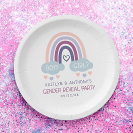 Niedliches kleines Rainbow-Gender-Party Pappteller