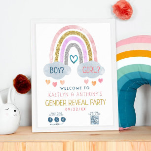 Niedliches kleines Rainbow-Gender-Party Willkommen Poster