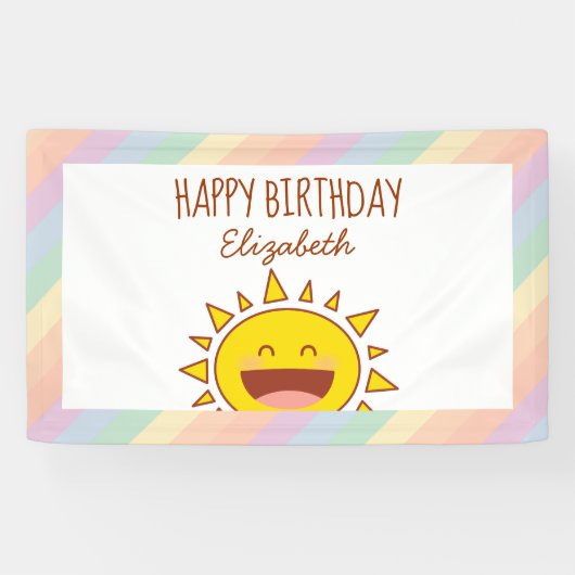 Niedliches kleines Regenbogen Sonnenschein Happy B Banner (Horizontal)