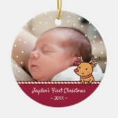 Niedliches Kleines Rentier Baby's First Christmas  Keramik Ornament (Vorne)