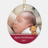 Niedliches Kleines Rentier Baby's First Christmas  Keramik Ornament (Links)