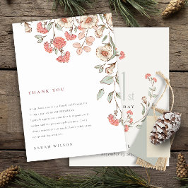 Niedliches kleines Rosa Blume Wreath Baby Girl Geb Dankeskarte