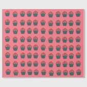 Niedliches kleines rosa Herz Cupcake Girl Geschenk Geschenkpapier (Flach)