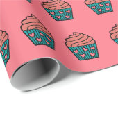Niedliches kleines rosa Herz Cupcake Girl Geschenk Geschenkpapier (Rolleneckpunkt)