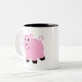 Niedliches kleines rosa Piggy niedliches Schwein Zweifarbige Tasse (Vorderseite Links)