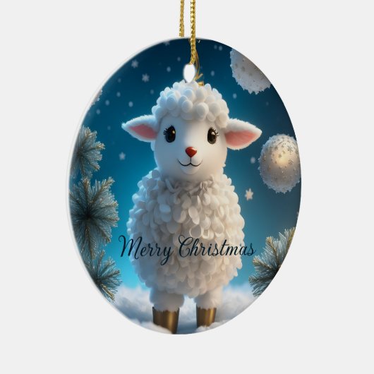 Niedliches kleines SchafLamm religiöse Weihnachten Keramik Ornament (Rechts)