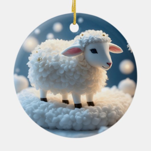 Niedliches kleines SchafLamm religiöse Weihnachten Keramik Ornament (Hinten)