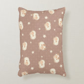 Niedliches kleines Schafmuster auf Braun Dekokissen (Vorderseite(Vertikal))