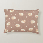 Niedliches kleines Schafmuster auf Braun Dekokissen (Rückseite)