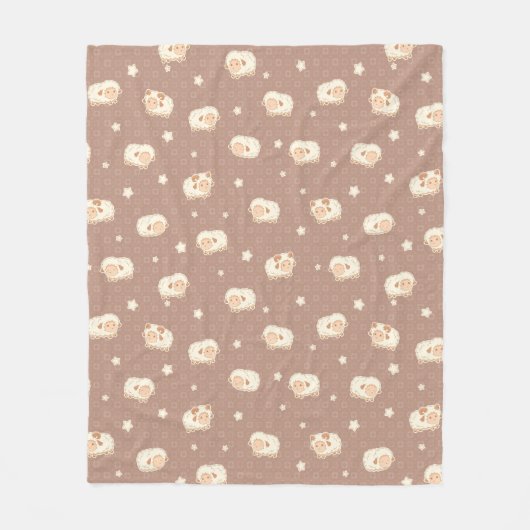 Niedliches kleines Schafmuster auf Braun Fleecedecke (Vorderseite)