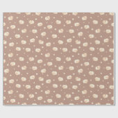 Niedliches kleines Schafmuster auf Braun Geschenkpapier (Flach)