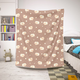 Niedliches kleines Schafmuster auf Braun Sherpadecke