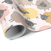 Niedliches kleines Schafssandfarben, beige pink au Geschenkpapier (Rolleneckpunkt)