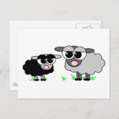 Niedliches kleines Schwarzes Schaf und große graue Postkarte (Vorne/Hinten)