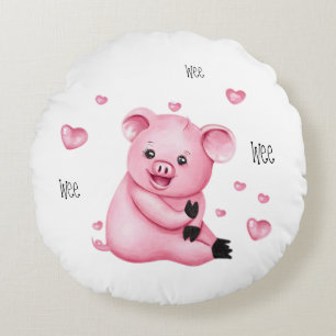 Niedliches kleines Schwein Rundes Kissen