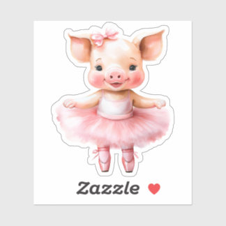 Niedliches kleines Schweineballballerina-Tanzballe Aufkleber