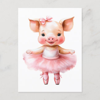Niedliches kleines Schweineballballerina-Tanzballe Feiertagspostkarte