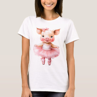 Niedliches kleines Schweineballballerina-Tanzballe T-Shirt