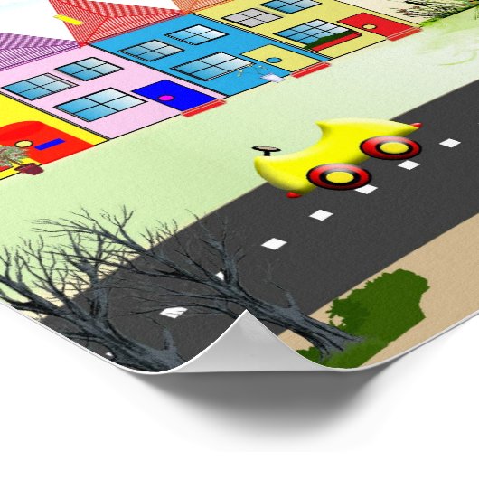 Niedliches kleines städtisches Kinderzimmer Poster (Ecke)