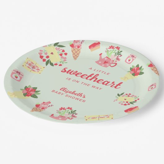 Niedliches kleines Sweetheart auf der Way Baby Dus Pappteller (Schrägansicht)