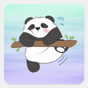 Niedliches Kletterpanda - Doppelseitige Vorderseit Quadratischer Aufkleber