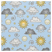 Niedliches Klima der Kawaii-Wetterwolken Stoff (Muster)