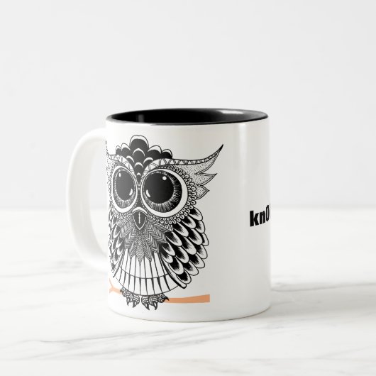 Niedliches kluges Eule Manadala Zweifarbige Tasse (Vorderseite Links)