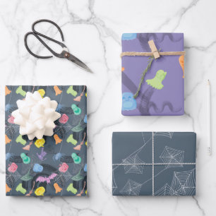 Niedliches knetisches Halloweenmuster Geschenkpapier Set