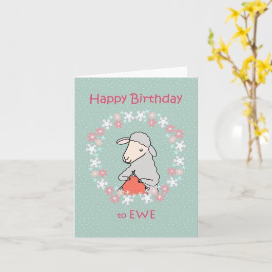 Niedliches Knittern Schafe Funny Funny Happy Gebur Karte (Gelbe Blume)