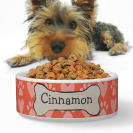 Niedliches Knochenpaw-Druckherz-Muster Dogenname O Napf