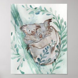 Niedliches Koala & Baby Watercolor Neutrales Kinde Poster