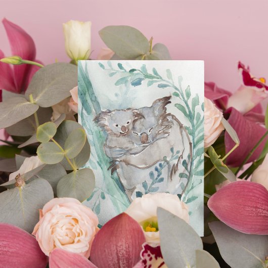 Niedliches Koala & Baby Watercolor Neutrales Kinde Postkarte