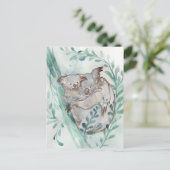 Niedliches Koala & Baby Watercolor Neutrales Kinde Postkarte (Stehend Vorderseite)