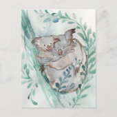 Niedliches Koala & Baby Watercolor Neutrales Kinde Postkarte (Vorderseite)