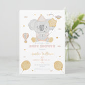 Niedliches Koala Balloons Babydusche Party Einladung (Stehend Vorderseite)