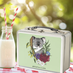 Niedliches Koala-Bär Grün Australische Tierwelt Fl Metall Brotdose