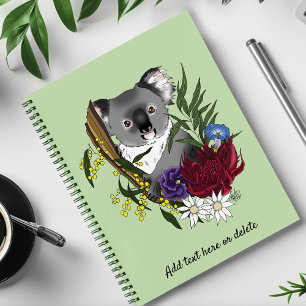Niedliches Koala-Bär Grün Australische Tierwelt Fl Notizblock