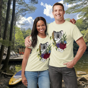 Niedliches Koala-Bär Grün Australische Tierwelt Fl T-Shirt