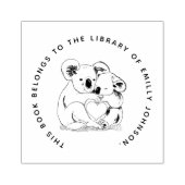 Niedliches Koala Bear Simple Modern Library Book Gummistempel (Prägung)
