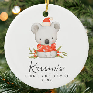 Niedliches Koala Erste Keramik Weihnachten Ornament