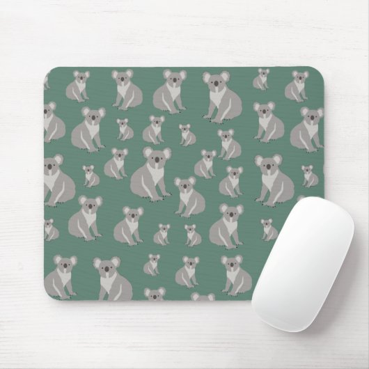 Niedliches Koala Eukalyptus Grünes Muster Mousepad (Mit Mouse)