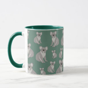 Niedliches Koala Eukalyptus Grünes Muster Tasse