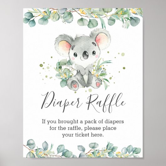 Niedliches Koala Greenery Baby Dusche Windschutzsc Poster (Vorne)