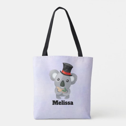 Niedliches Koala in einem Black Top Hat Custom Tasche (Rückseite)