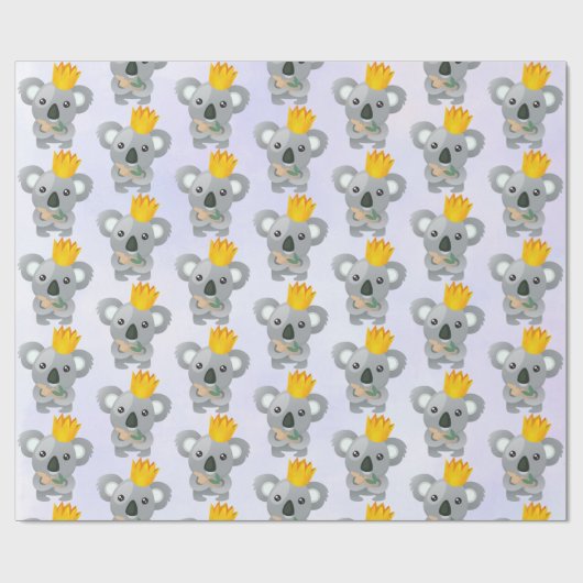 Niedliches Koala in einer goldenen Krone Geschenkpapier (Flach)