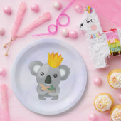 Niedliches Koala in einer goldenen Krone Pappteller (Party)