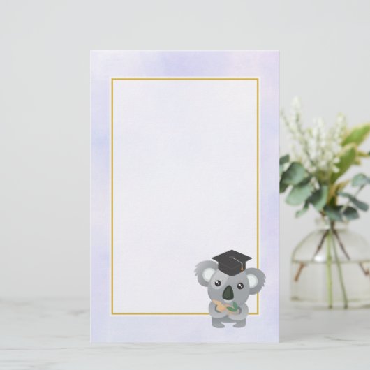 Niedliches Koala in einer schwarzen Graduierungshü Briefpapier (Stehend Vorderseite)