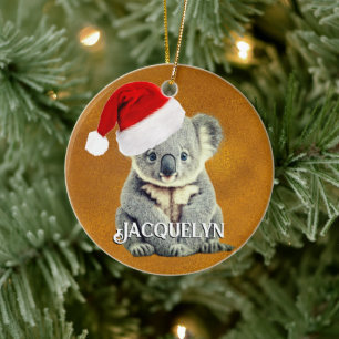 Niedliches Koala in Weihnachtsmannmütze Keramik Ornament