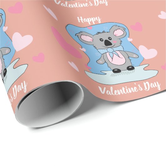 Niedliches Koala Kid Wrapping Paper Geschenkpapier (Rolleneckpunkt)