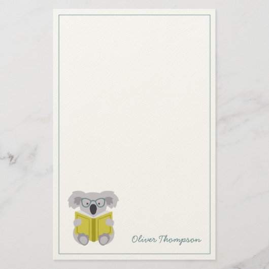 Niedliches Koala-Lesegerät für Tierkinder Schreibp Briefpapier (Vorderseite)